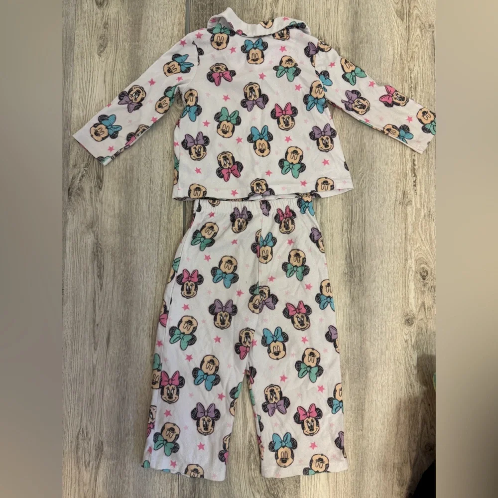 Disney Minnie Mouse Kids Pajama Set - Pink and White
